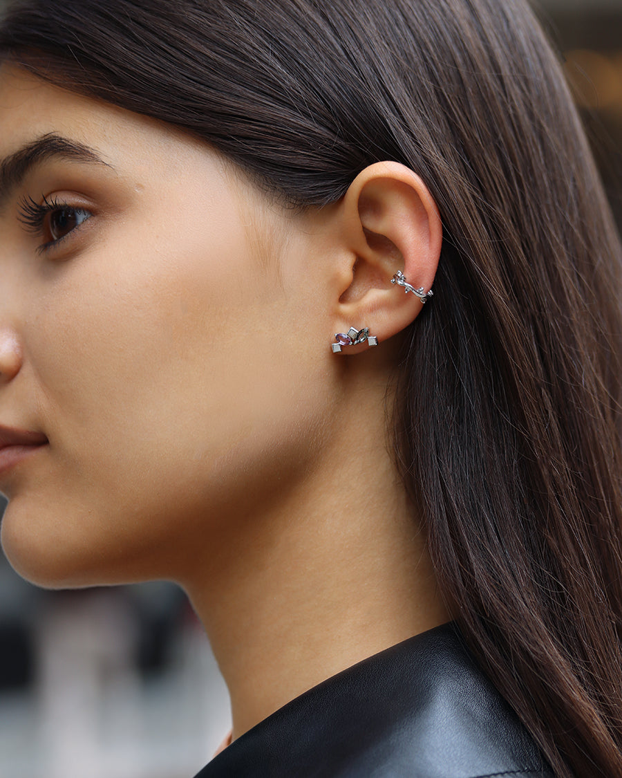 Daring Little Stud Earrings Amethyst Silver