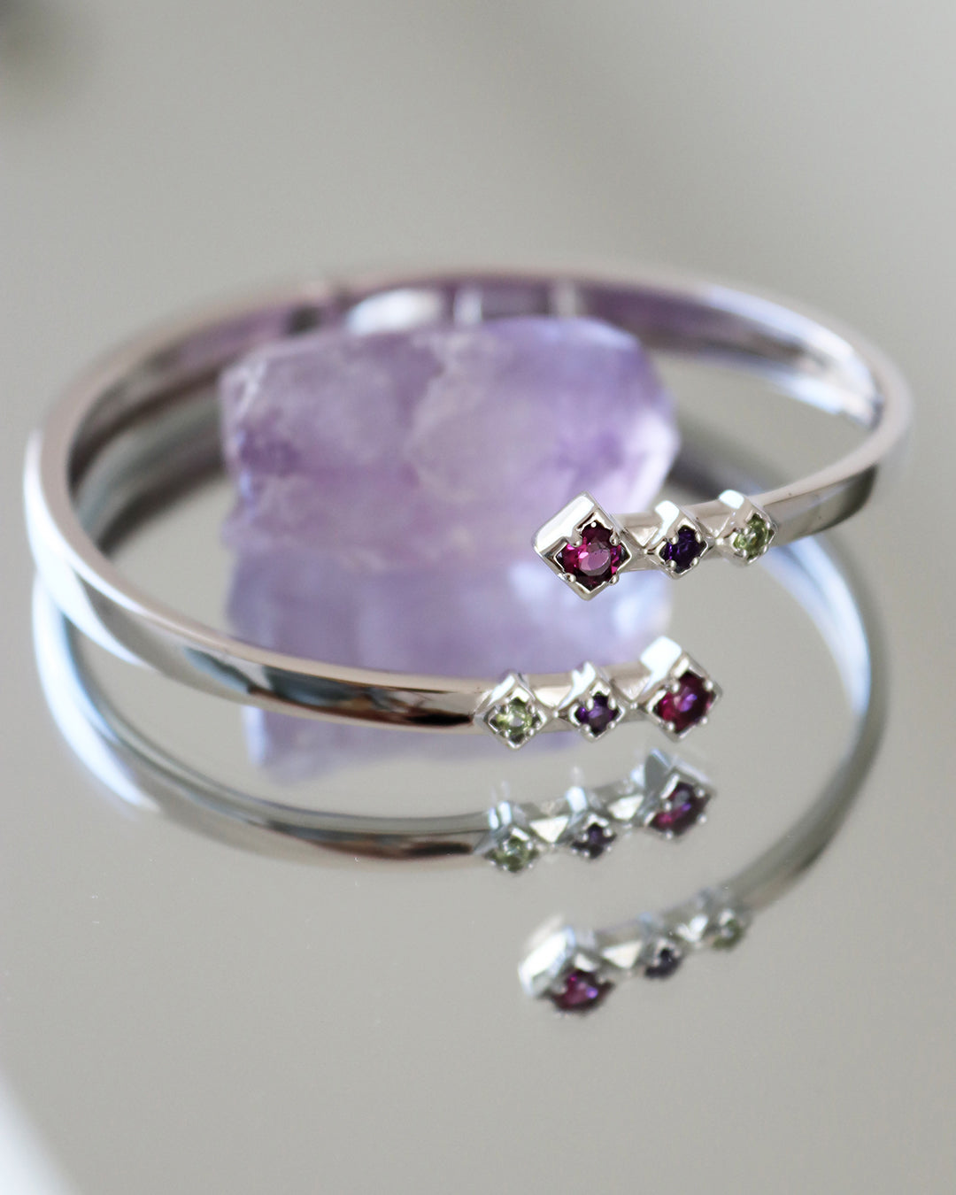 Visionary Bangle Silver Rhodolite