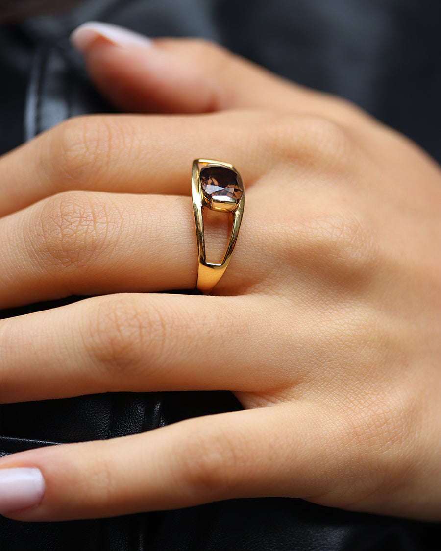 Charming Quartz Ring Smoky Quartz Gold