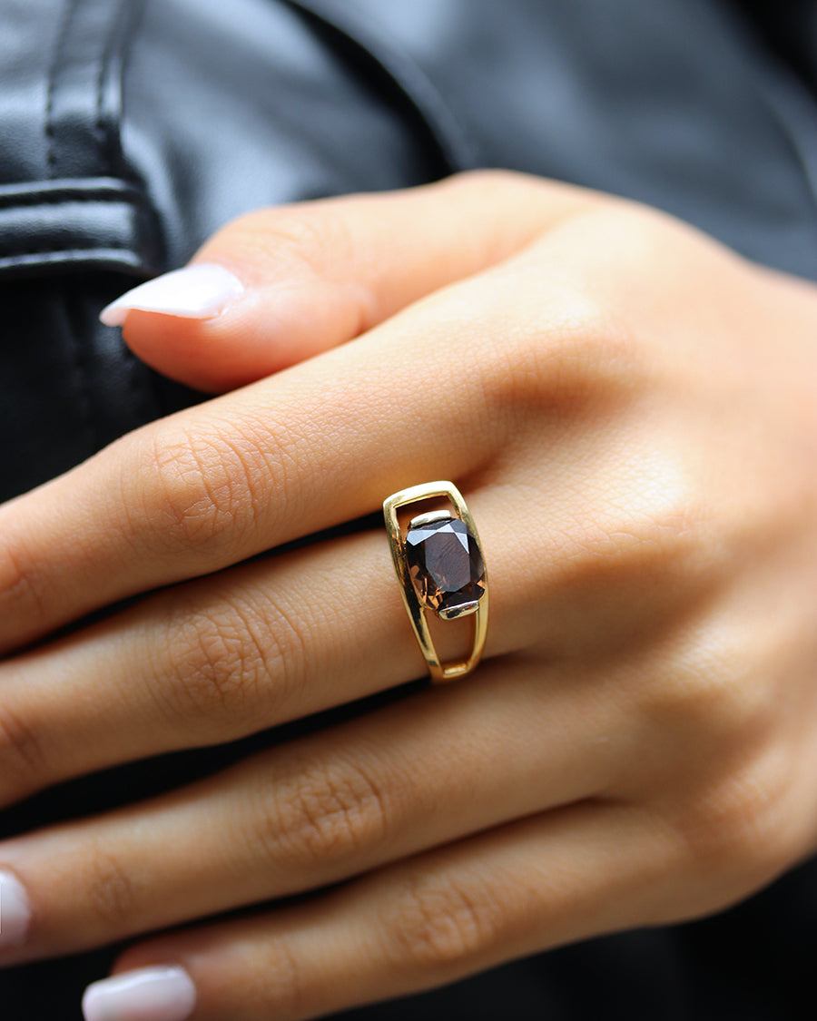 Charming Quartz Ring Smoky Quartz Gold