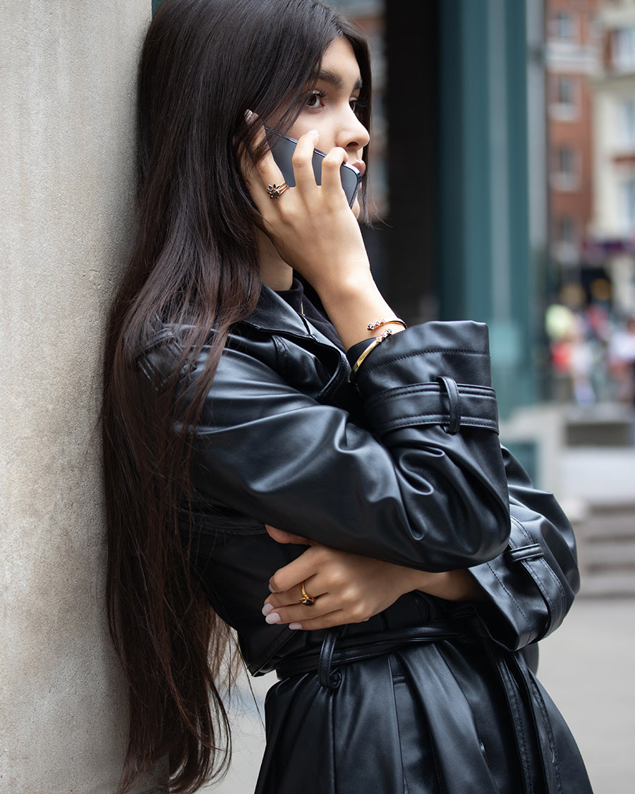 Intention Ring Rauchquarz - Stressreduzierung Gold