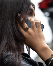 Intention Ring Rauchquarz - Stressreduzierung Gold