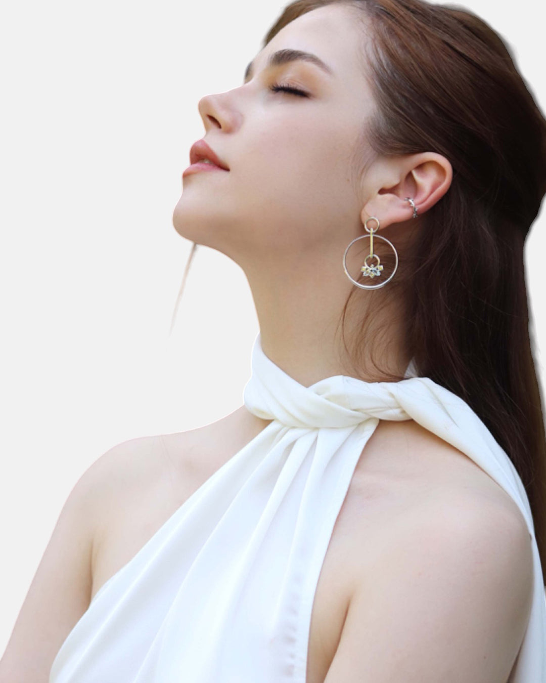 Cit'azone weiß - Ear cuff Topas Silber