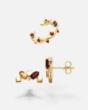 Edelstein Ohrring Set mit Granat & Citrin – Earcuff & Statement-Ohrringe für mehr Positivität