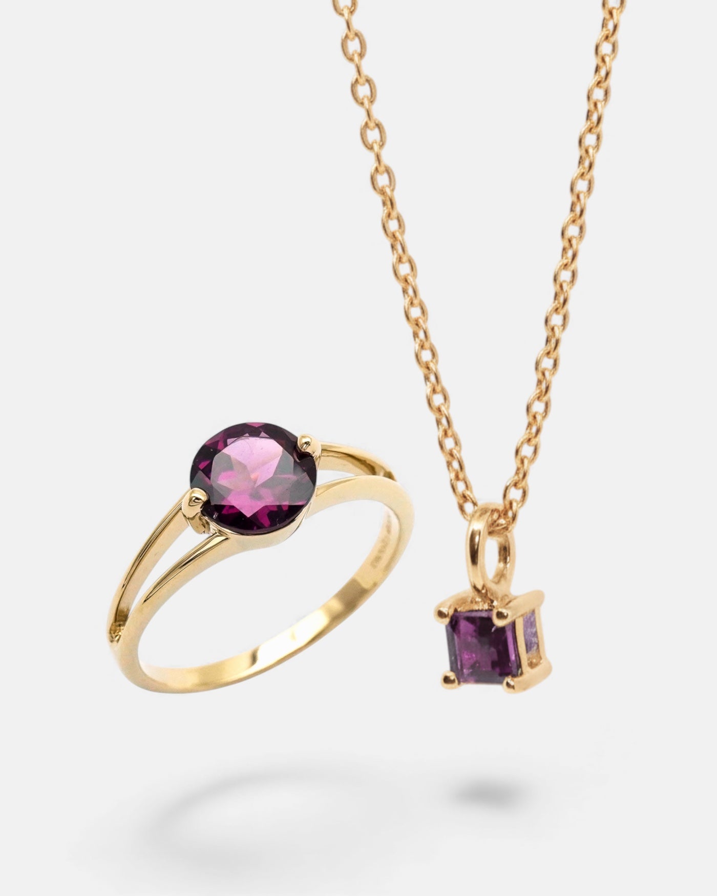 Selbstbewusstsein Booster Set – Rhodolith Ring & Halskette für Selbstvertrauen & Stärke