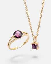 Selbstbewusstsein Booster Set – Rhodolith Ring & Halskette für Selbstvertrauen & Stärke