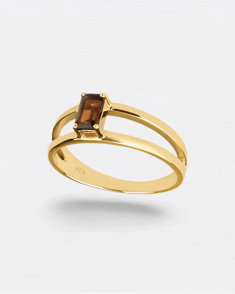 Stressreduzierung Ring Rauchquarz Gold