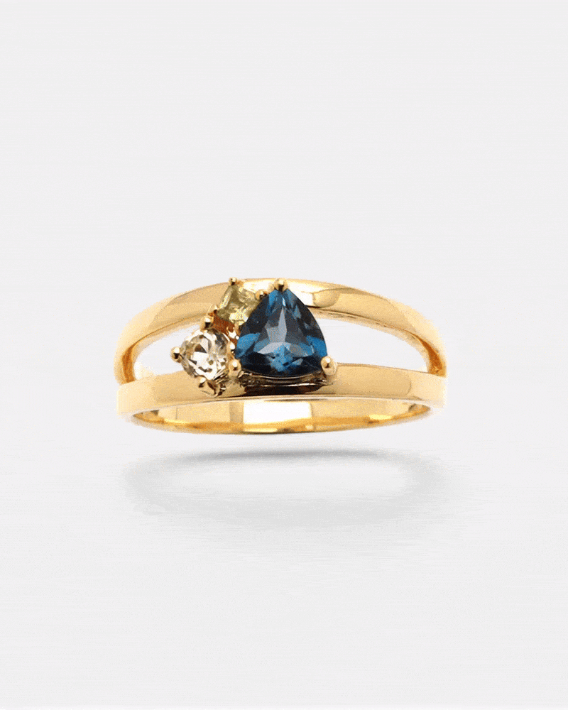 Topas Ring Gold - Blauer Topas -  Goldring Damen - Lucid Ring Gold