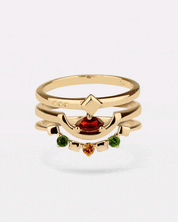 Stapelringe Gold - Citrin Ring Gold, Chromdiopsid Ring Gold, Roter Granat - Daring Triad Ring Gold