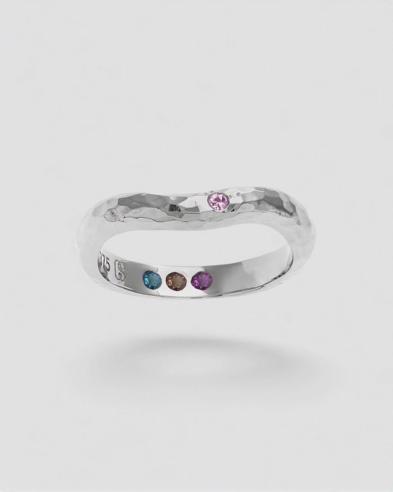 Silver ring hammered pre-set topaz Hidden Inner Strength