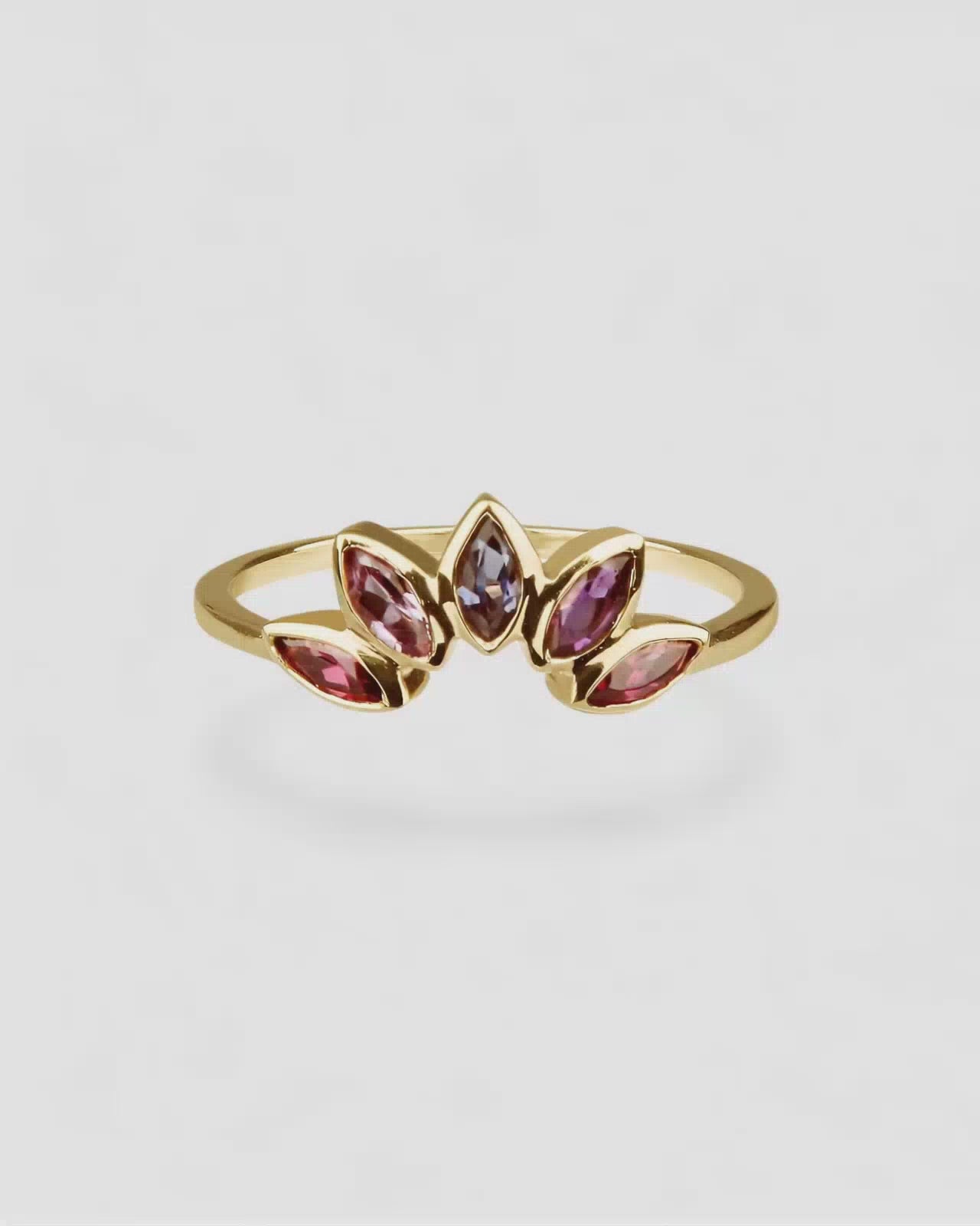 Crown Ring Amethyst Gold Rhodolite
