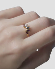 Crown Ring Amethyst Gold Rhodolite