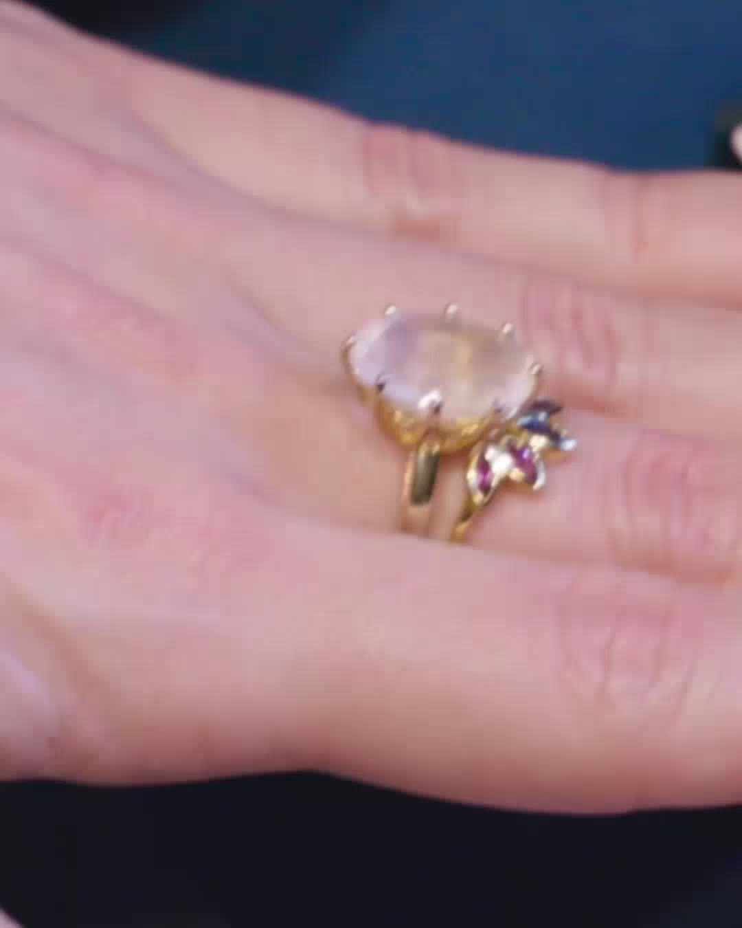 Crown Ring Amethyst Gold Rhodolite