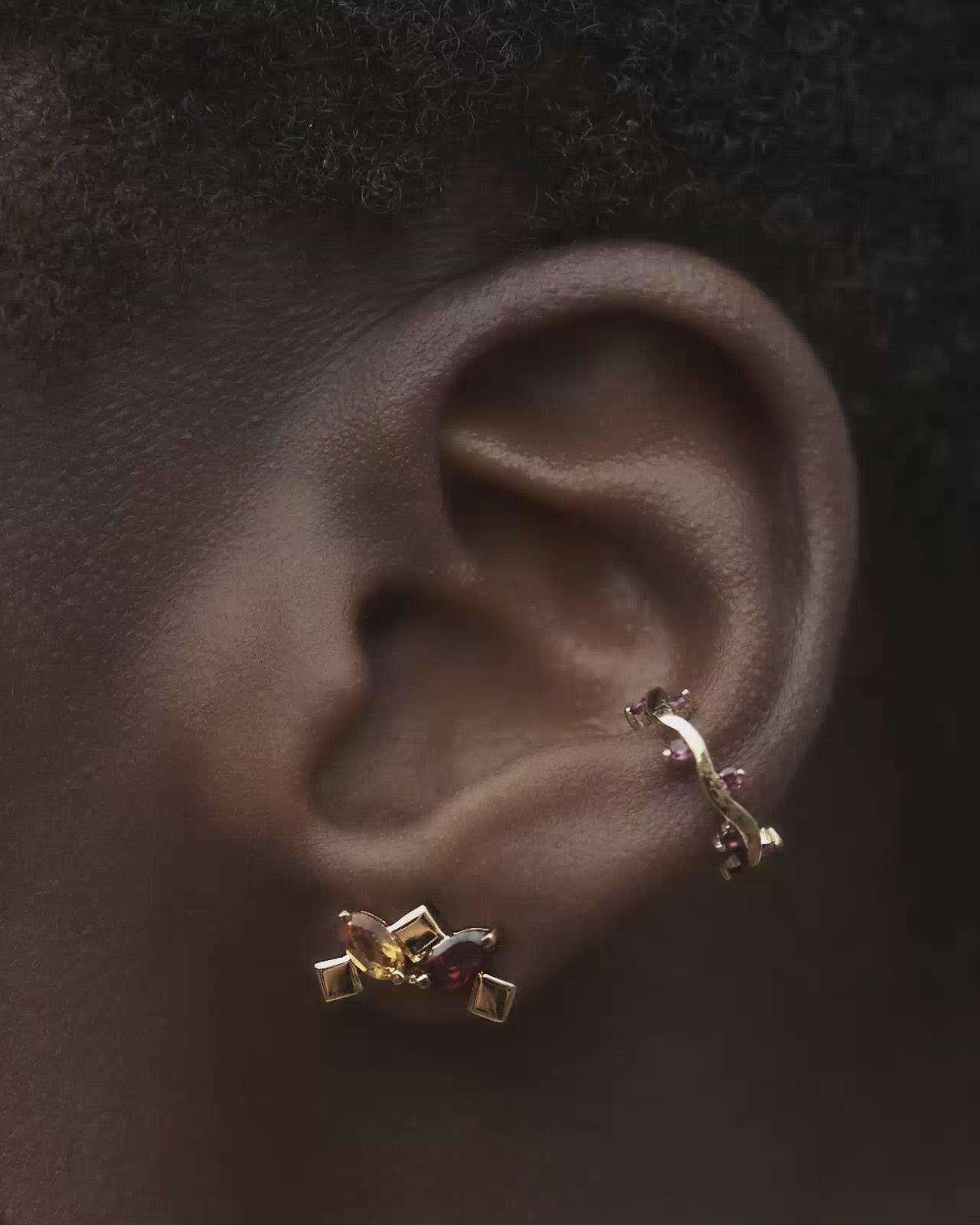 Cit'azone pink - Ear cuff Rhodolite Gold