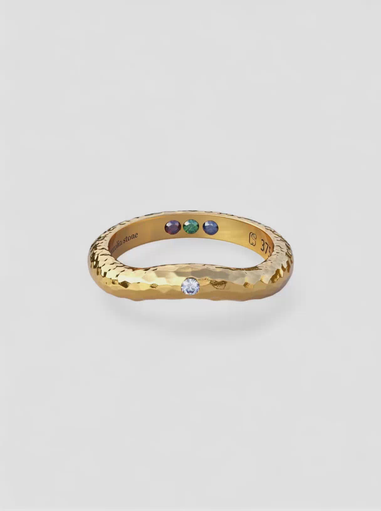 Goldring Gehämmert Hidden Inner Strength - Edelstein Ring Gold - Rauchquarz Ring - Rhodolith Ring - Roter Granat Ring