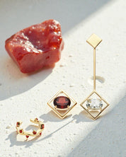Positivity Energy - Red Garnet & Green Amethyst Earring Set
