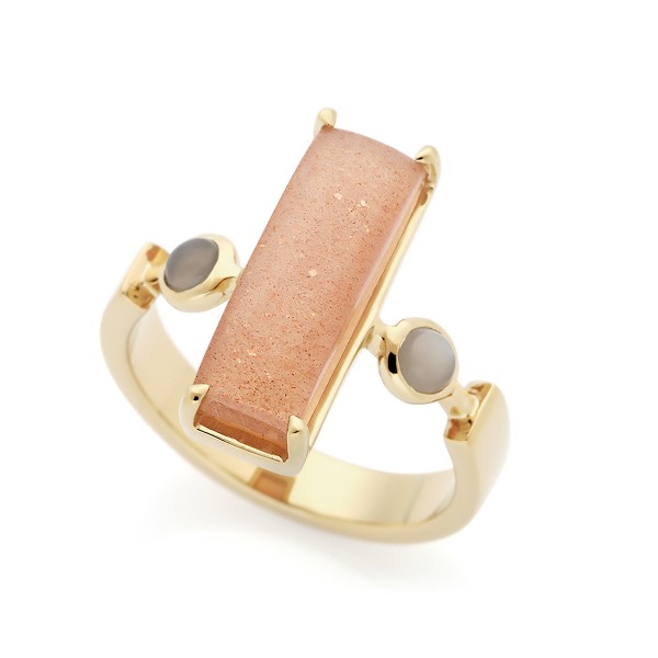 Mystic - Ring Cabochon Mondstein (rosa) Gold