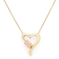 Lovely Heart - Halskette Herz Mondstein (rosa) Gold