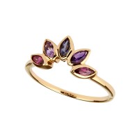 Crown - Ring Amethyst Rhodolith (violett) Gold