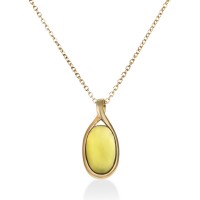 Brilliant - Halskette Cabochon Olivenquarz (grün) Gold