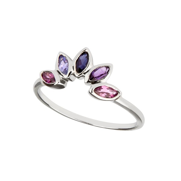 Crown - Ring Amethyst Rhodolith (violett) Silber