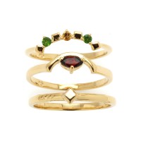 Daring Triad - Ring Granat (rot) Gold